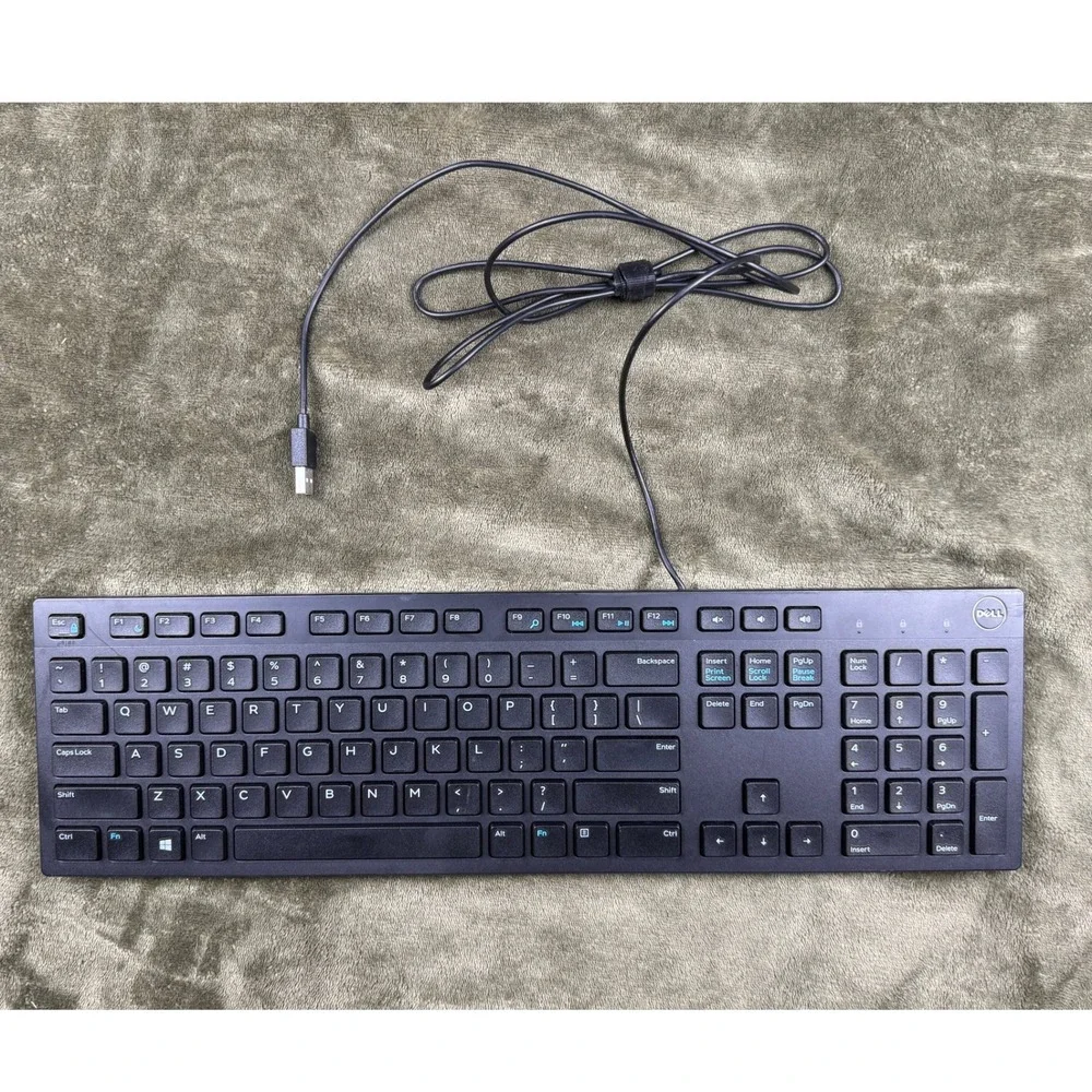 Dell KB216 Wired Multimedia Keyboard Black USB Chiclet Keys Full Size KB216t